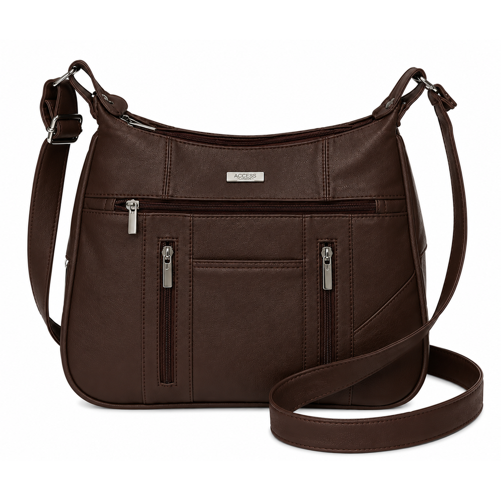 (image for) 3734 Dark Brown Lorenz Cow Hide Twin Top Zip Bag